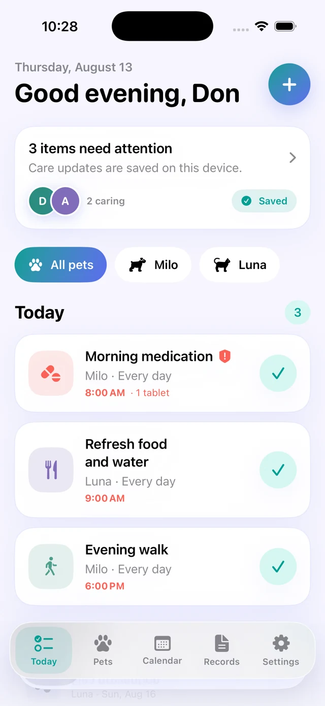 PawHandoff daily pet care development preview